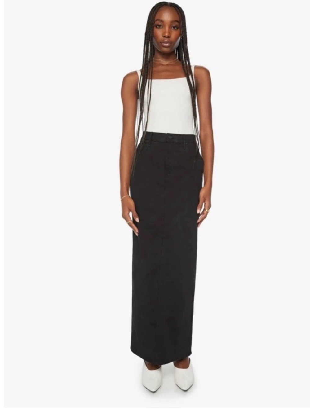 Everyday Black Column Denim Skirt